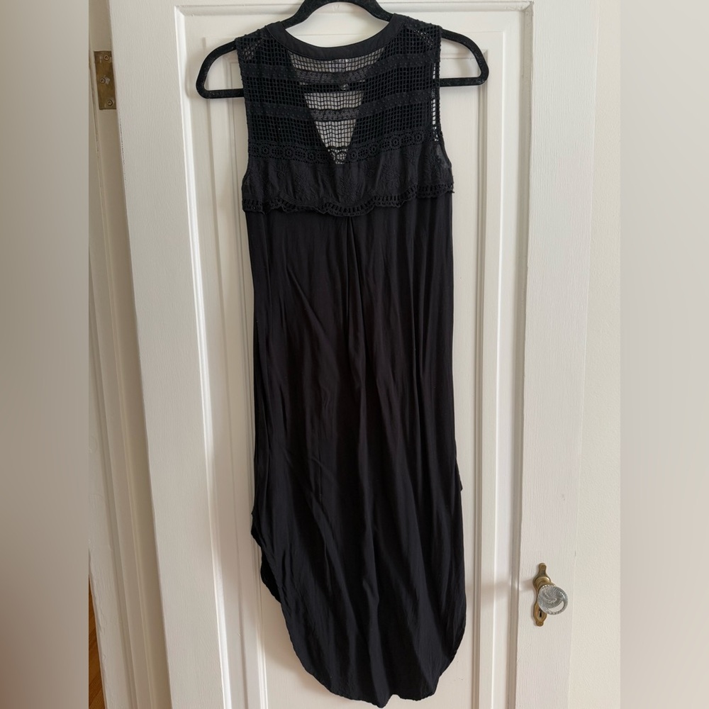 Black Sleeveless Dress with crochet detailing